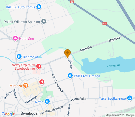 Mapa dojazdu do warsztatu samochodowego w miejscowości Świebodzin