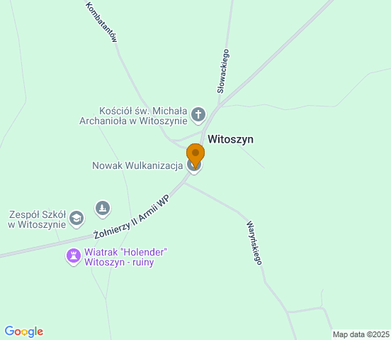 Mapa dojazdu do warsztatu samochodowego w miejscowości Witoszyn, Wymiarki