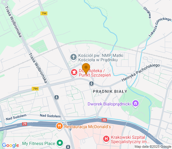 Mapa dojazdu do warsztatu samochodowego w miejscowości Kraków