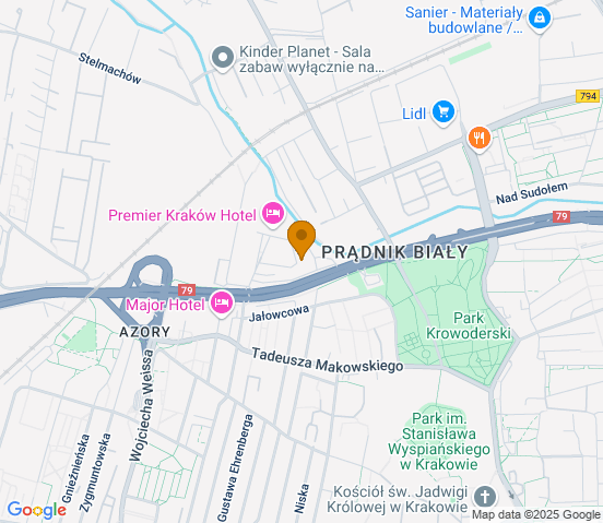 Mapa dojazdu do warsztatu samochodowego w miejscowości Kraków
