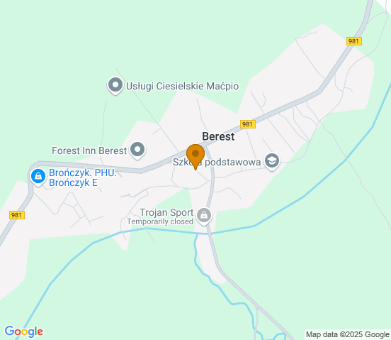 Mapa dojazdu do warsztatu samochodowego w miejscowości Krynica-Zdrój