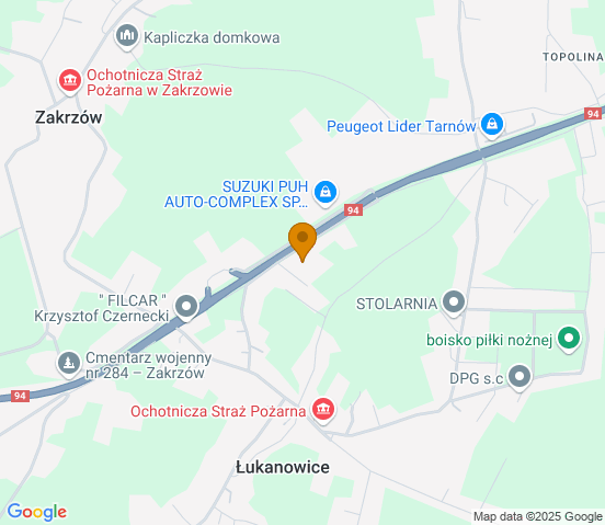 Mapa dojazdu do warsztatu samochodowego w miejscowości Łukanowice