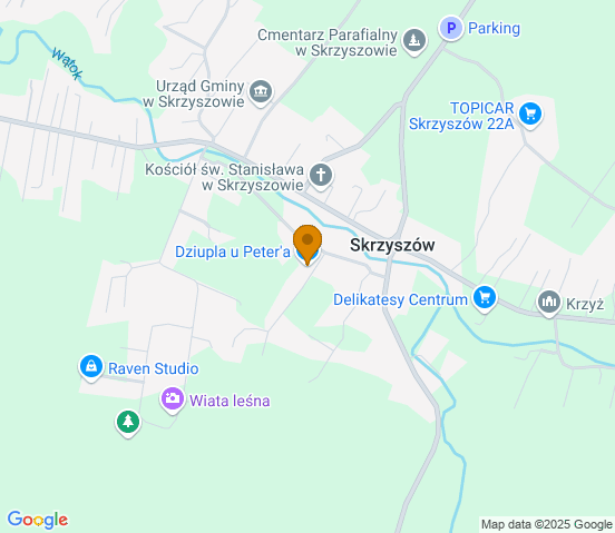 Mapa dojazdu do warsztatu samochodowego w miejscowości Skrzyszów