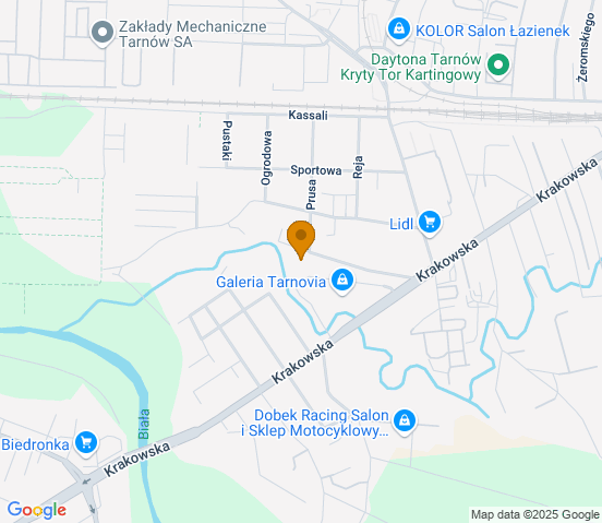Mapa dojazdu do warsztatu samochodowego w miejscowości Tarnów