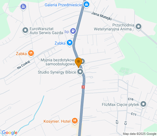 Mapa dojazdu do warsztatu samochodowego w miejscowości Zielonki