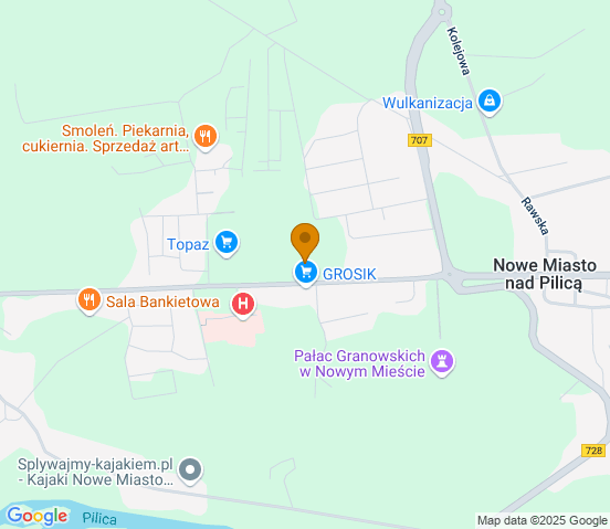 Mapa dojazdu do warsztatu samochodowego w miejscowości Nowe Miasto nad Pilicą