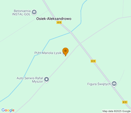 Mapa dojazdu do warsztatu samochodowego w miejscowości Osiek-Aleksandrowo