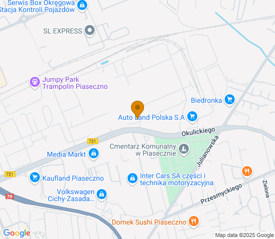 Mapa dojazdu do warsztatu samochodowego w miejscowości Piaseczno