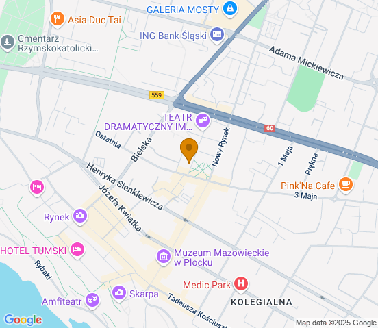 Mapa dojazdu do warsztatu samochodowego w miejscowości Płock