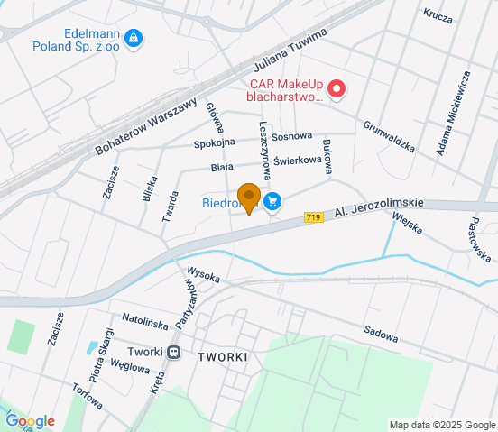Mapa dojazdu do warsztatu samochodowego w miejscowości Pruszków