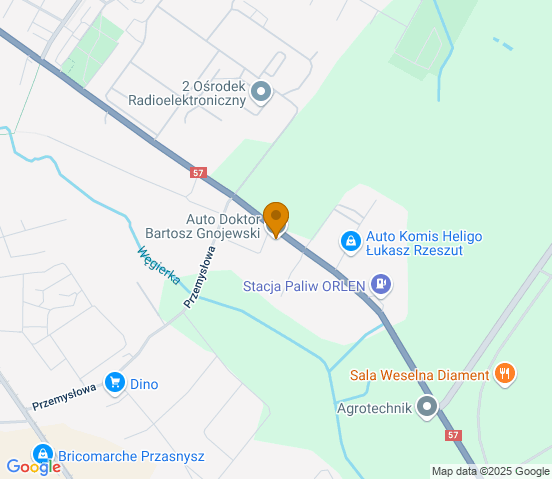 Mapa dojazdu do warsztatu samochodowego w miejscowości Przasnysz