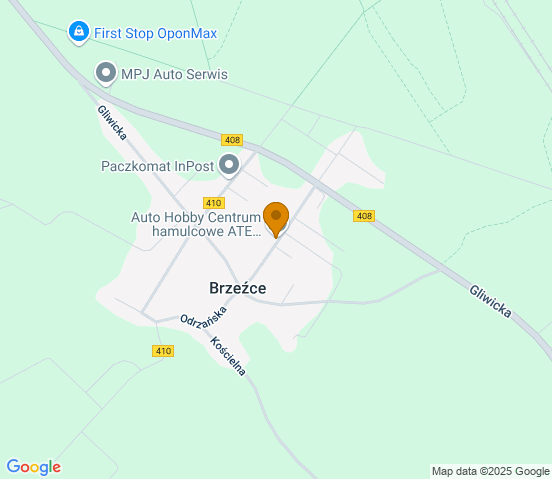 Mapa dojazdu do warsztatu samochodowego w miejscowości Brzeźce