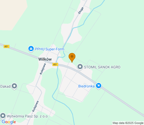 Mapa dojazdu do warsztatu samochodowego w miejscowości Wilków