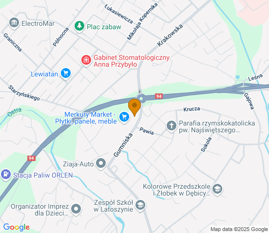 Mapa dojazdu do warsztatu samochodowego w miejscowości Dębica