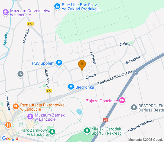 Mapa dojazdu do warsztatu samochodowego w miejscowości Łańcut