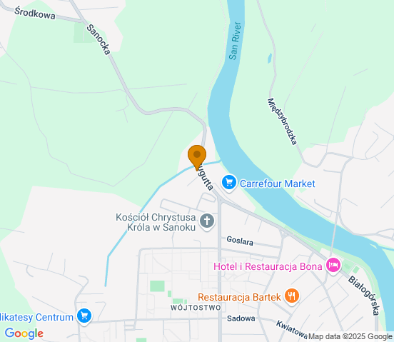 Mapa dojazdu do warsztatu samochodowego w miejscowości Sanok