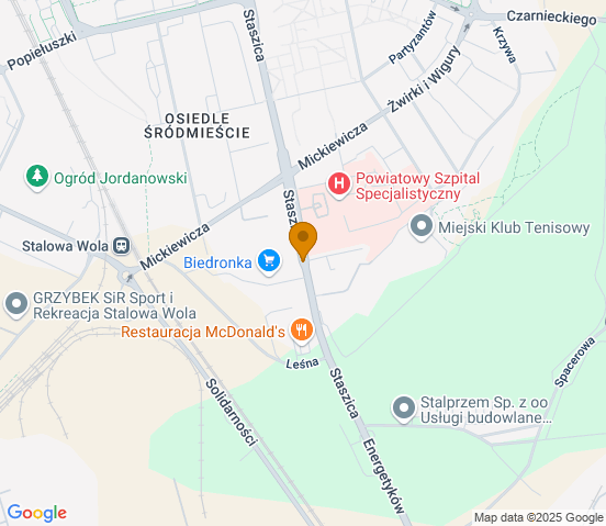 Mapa dojazdu do warsztatu samochodowego w miejscowości Stalowa Wola