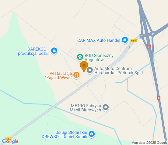 Mapa dojazdu do warsztatu samochodowego w miejscowości Augustów