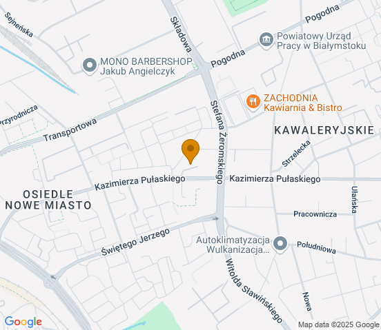 Mapa dojazdu do warsztatu samochodowego w miejscowości Białystok