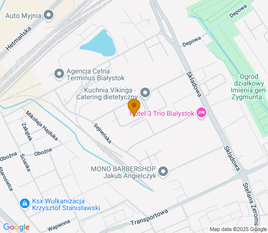 Mapa dojazdu do warsztatu samochodowego w miejscowości Białystok