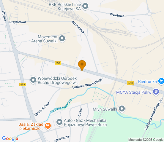 Mapa dojazdu do warsztatu samochodowego w miejscowości Suwałki