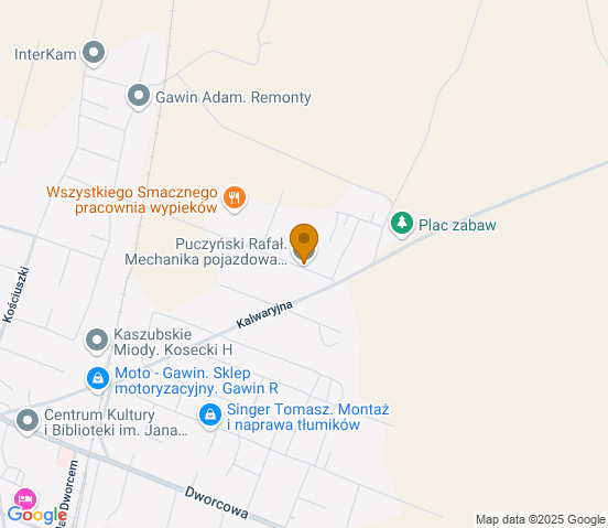 Mapa dojazdu do warsztatu samochodowego w miejscowości Brusy