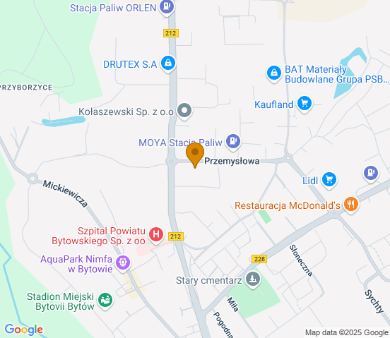 Mapa dojazdu do warsztatu samochodowego w miejscowości Bytów