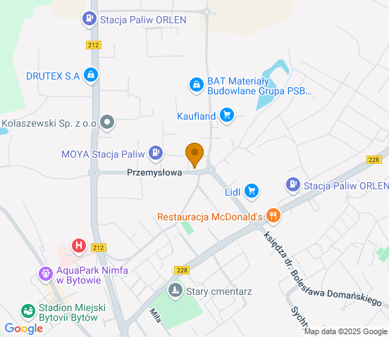 Mapa dojazdu do warsztatu samochodowego w miejscowości Bytów
