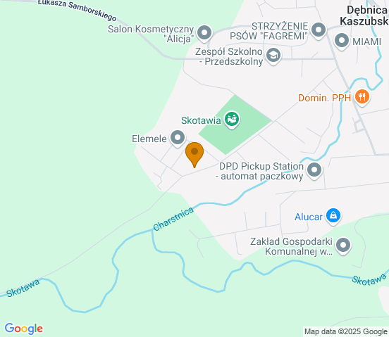 Mapa dojazdu do warsztatu samochodowego w miejscowości Dębnica Kaszubska