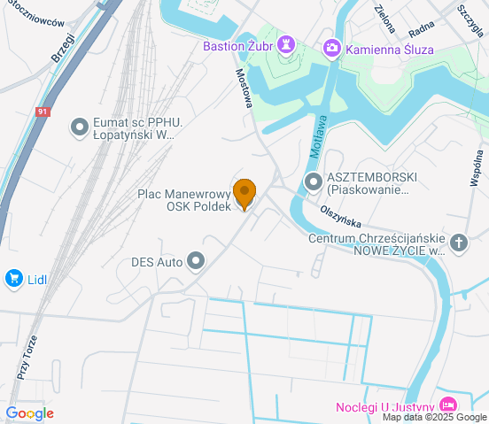 Mapa dojazdu do warsztatu samochodowego w miejscowości Gdańsk
