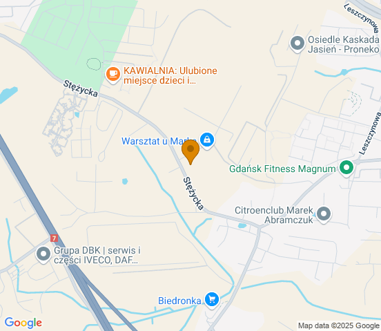 Mapa dojazdu do warsztatu samochodowego w miejscowości Gdańsk