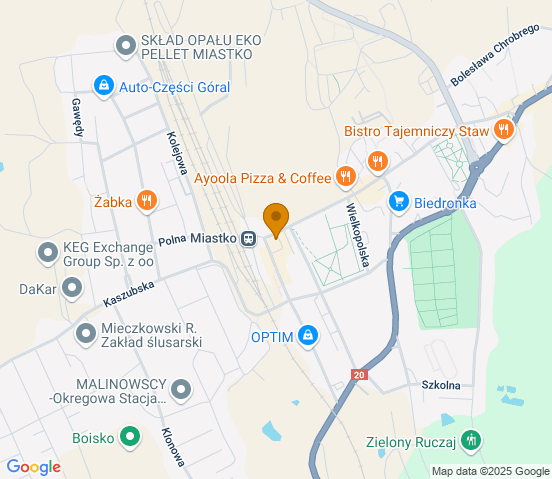 Mapa dojazdu do warsztatu samochodowego w miejscowości Miastko
