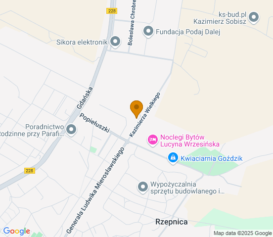 Mapa dojazdu do warsztatu samochodowego w miejscowości Rzepnica