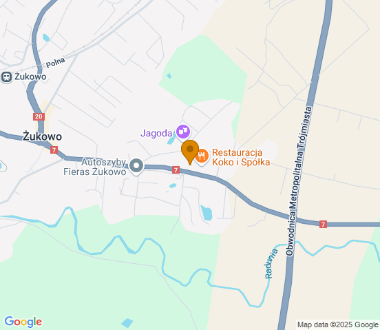 Mapa dojazdu do warsztatu samochodowego w miejscowości Żukowo