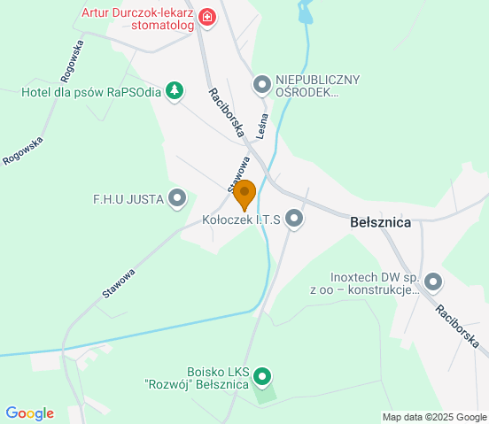 Mapa dojazdu do warsztatu samochodowego w miejscowości Bełsznica
