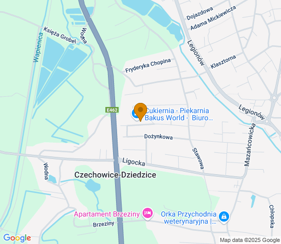 Mapa dojazdu do warsztatu samochodowego w miejscowości Czechowice-Dziedzice