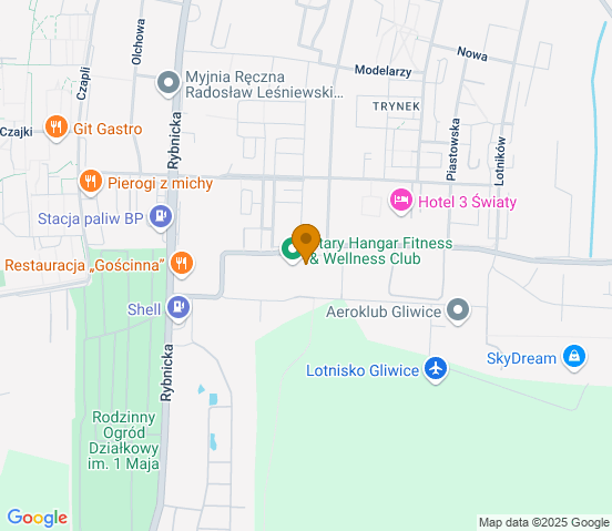 Mapa dojazdu do warsztatu samochodowego w miejscowości Gliwice