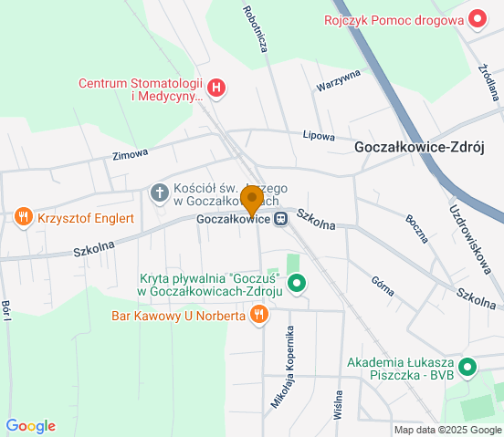 Mapa dojazdu do warsztatu samochodowego w miejscowości Goczałkowice-Zdrój