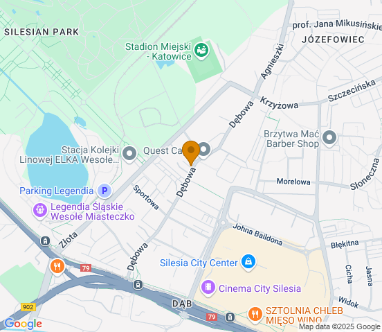 Mapa dojazdu do warsztatu samochodowego w miejscowości Katowice