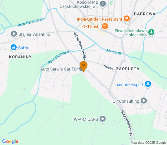Mapa dojazdu do warsztatu samochodowego w miejscowości Katowice