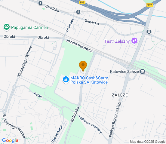 Mapa dojazdu do warsztatu samochodowego w miejscowości Katowice
