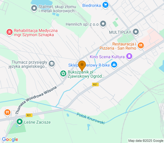 Mapa dojazdu do warsztatu samochodowego w miejscowości Knurów