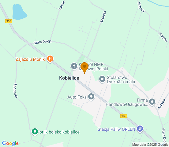 Mapa dojazdu do warsztatu samochodowego w miejscowości Kobielice