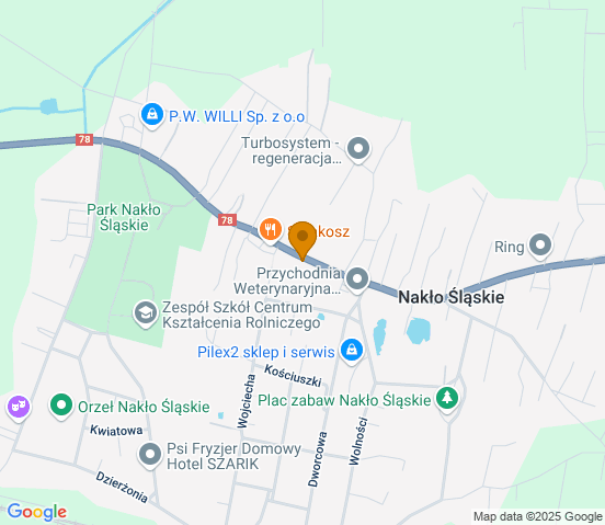 Mapa dojazdu do warsztatu samochodowego w miejscowości Nakło Śląskie