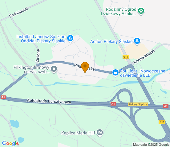 Mapa dojazdu do warsztatu samochodowego w miejscowości Piekary Śląskie