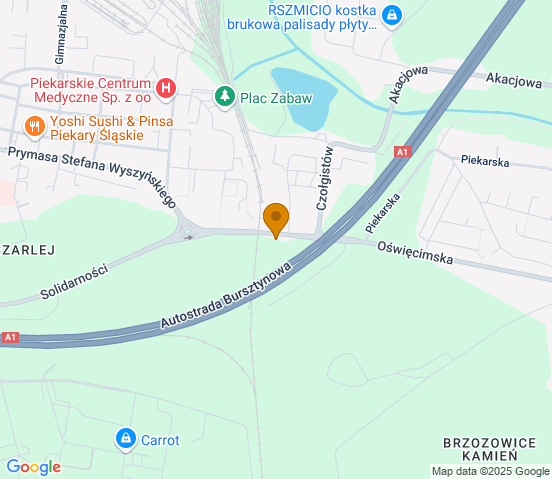 Mapa dojazdu do warsztatu samochodowego w miejscowości Piekary Śląskie