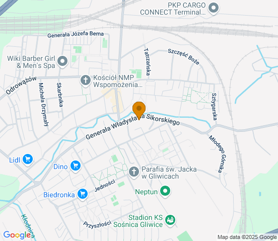 Mapa dojazdu do warsztatu samochodowego w miejscowości Pyskowice