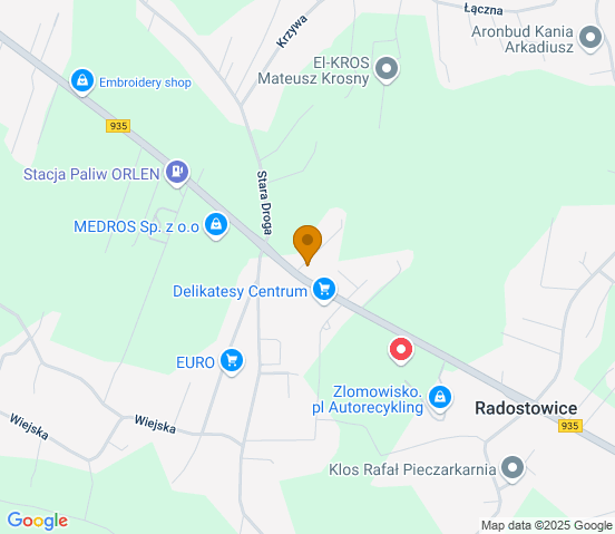 Mapa dojazdu do warsztatu samochodowego w miejscowości Radostowice
