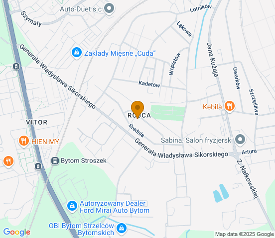 Mapa dojazdu do warsztatu samochodowego w miejscowości Radzionków