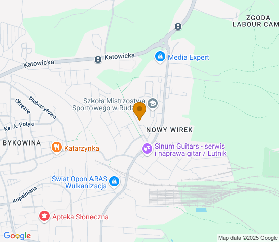 Mapa dojazdu do warsztatu samochodowego w miejscowości Ruda Śląska
